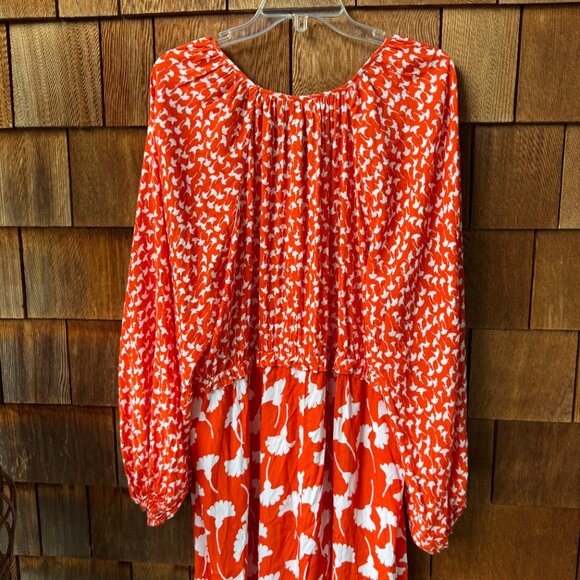 Diane Von Furstenberg DVF for Target V-Neck Ginkgo Cherry Tomato Maxi Dress 1X - Picture 8 of 13